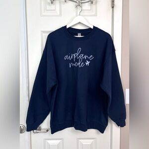 Gildan Navy Blue 'Airplane Mode' Sweater